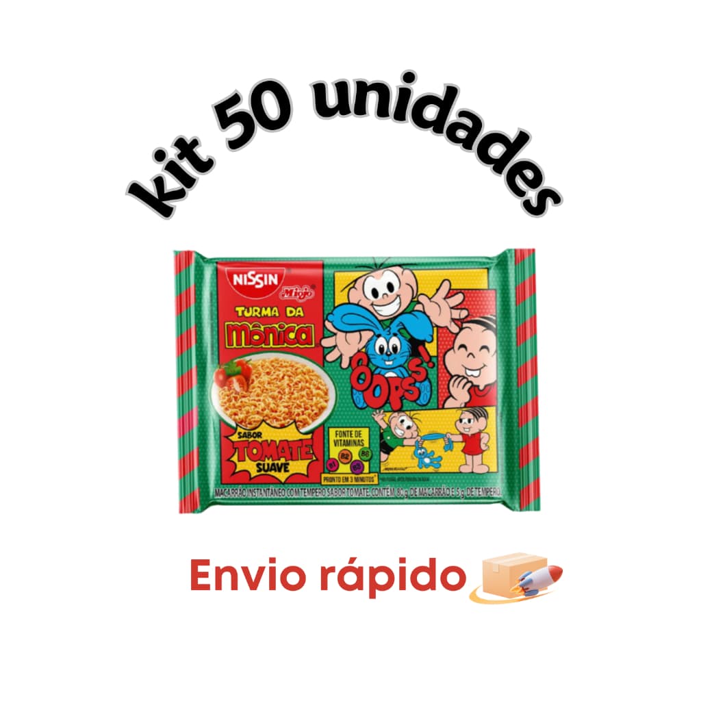 Nissin Lamen Miojo Turma Da Mônica Tomate  50 Unidades atacado mercado miojo verdadeiro gourmet