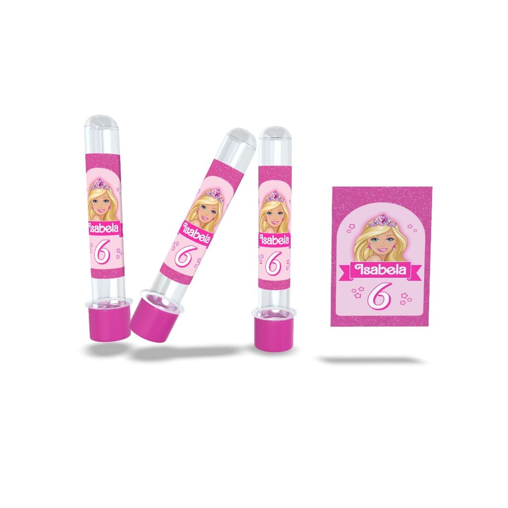30 Tubetes Barbie personalizado para festas / chá de bebê / aniversario tubets tubo