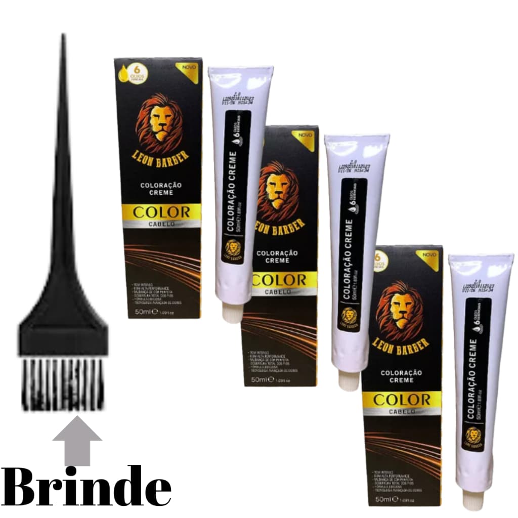 Kit 3 tintas Capilar Preta Leon Barber Tom Intenso