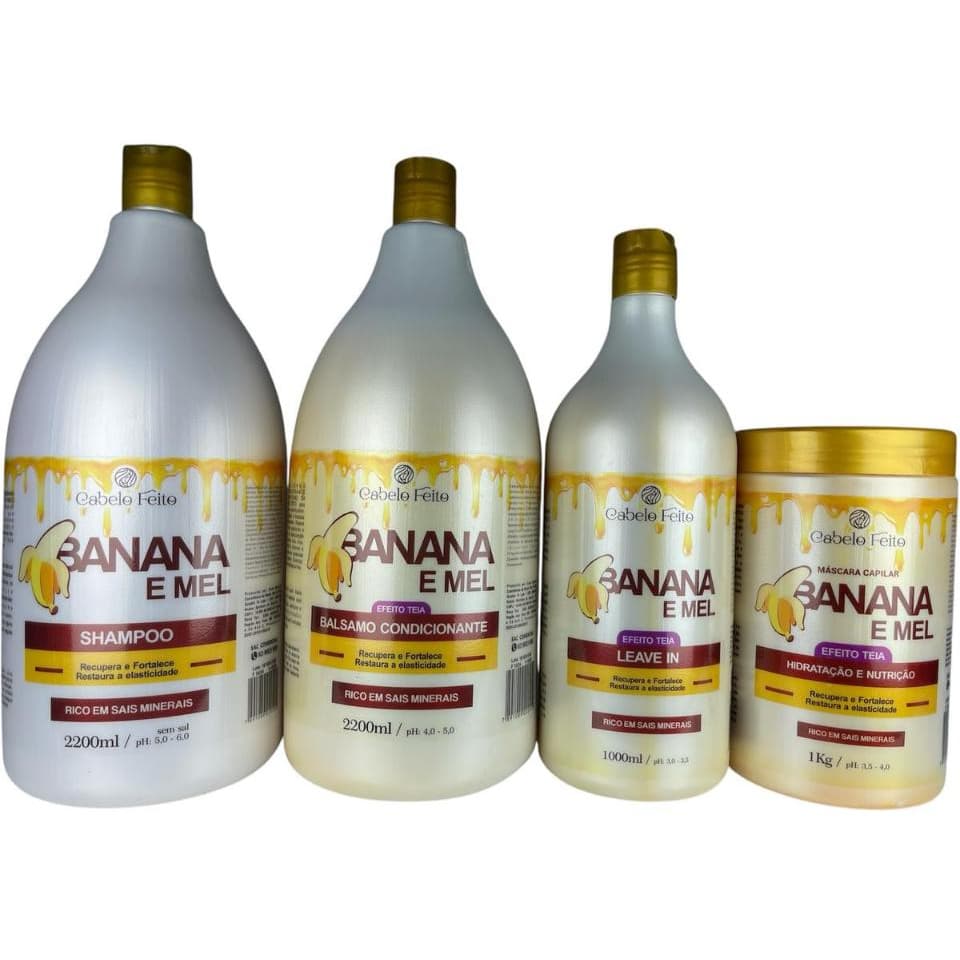 Kit Banana e Mel Reconstrução, Nutrição, Fortalecimento Cabelo Feito Baruc