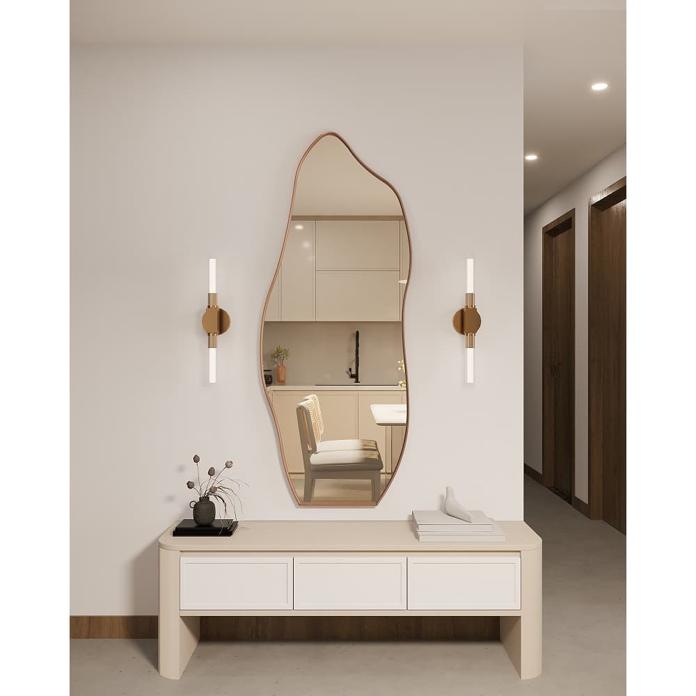 Espelho Flame Orgânico 115cmx60cm 150cmx60cm 170cmx70cm Moldura Em Metal Corpo Inteiro Quarto Sala Salão Banheiro