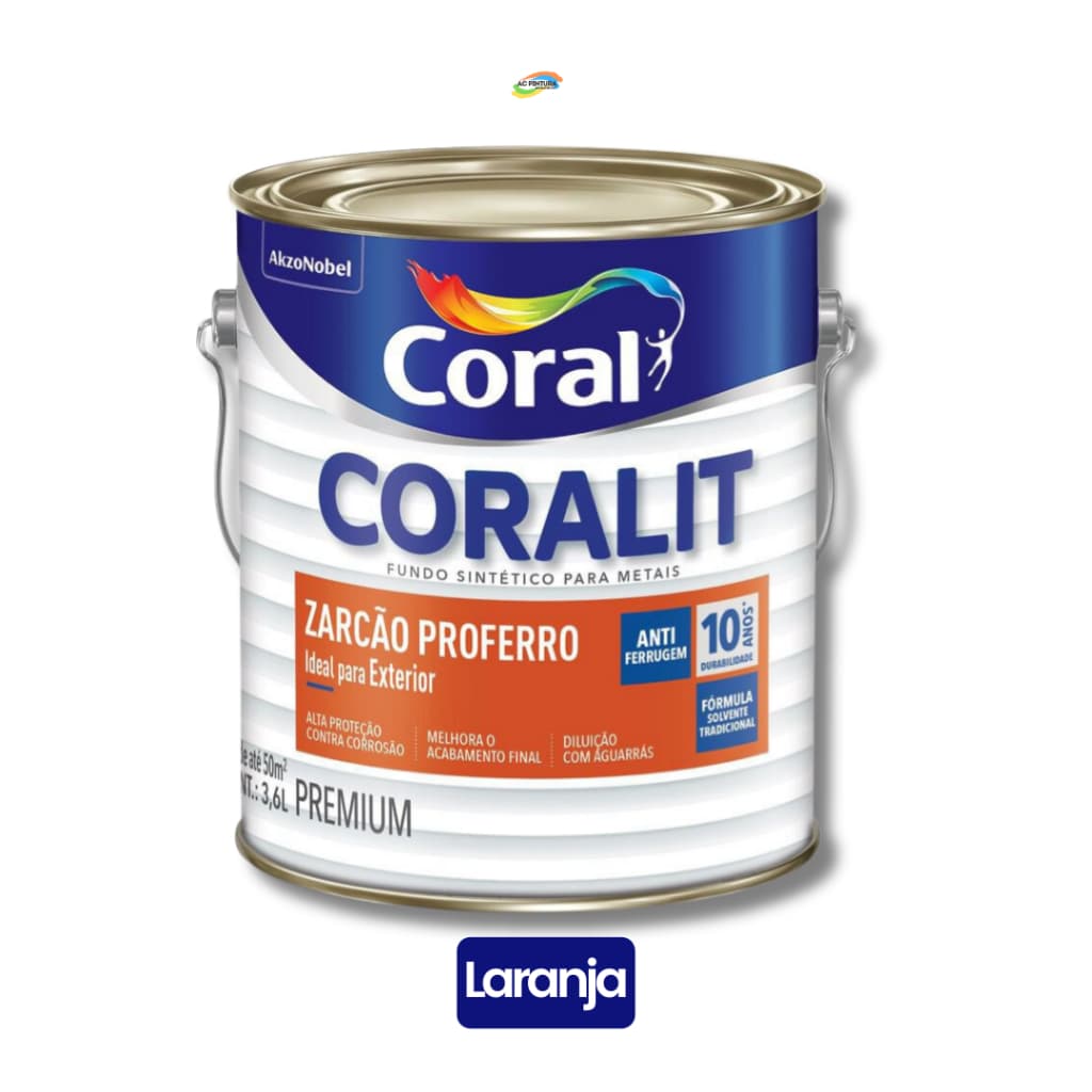 Zarcão Coralit Fundo Pro Ferro Quartinho / Galão Serralheiros Laranja
