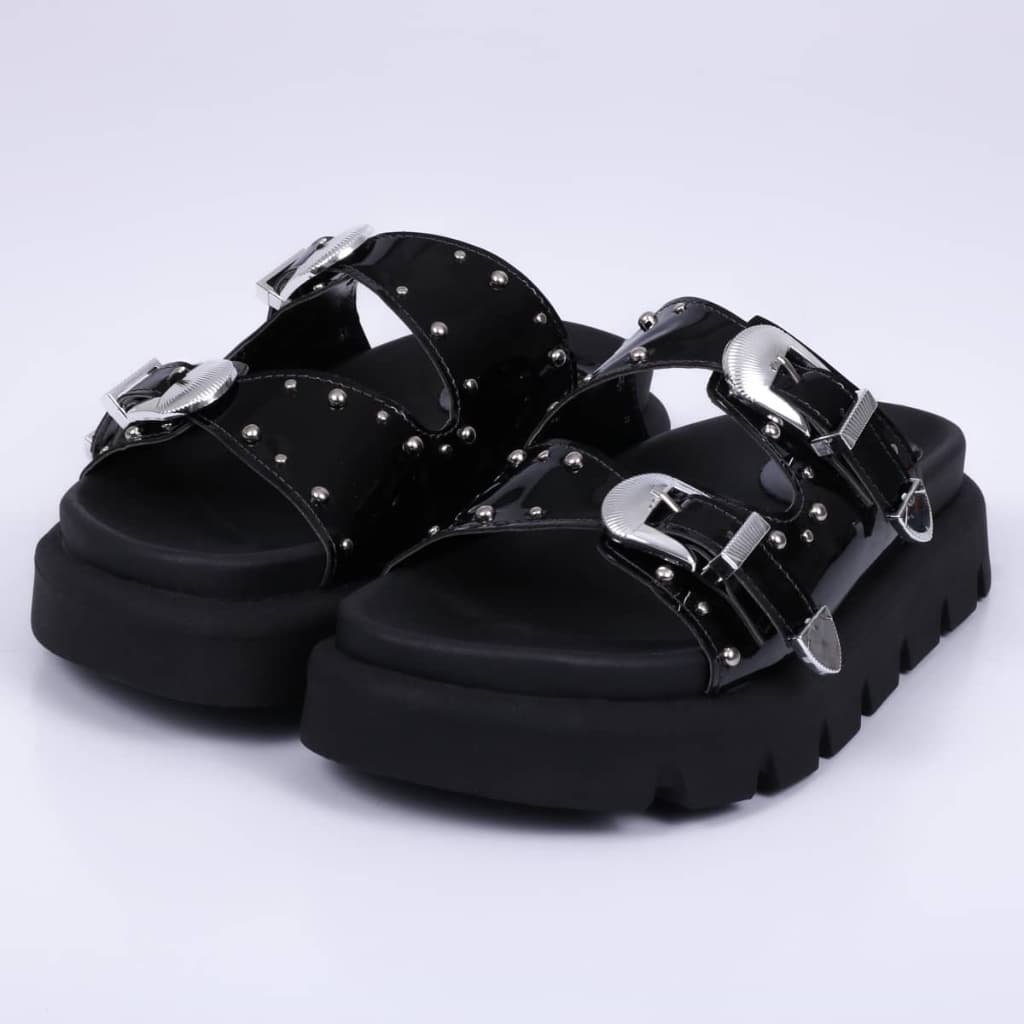 Sandália Feminina Papete Tratorada Elis NotMe Shoes com Fivela Ajustável Design Moderno Sofisticado