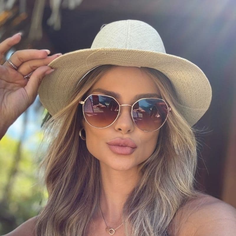 Óculos de Sol Feminino Metal da Moda uv400 com mola