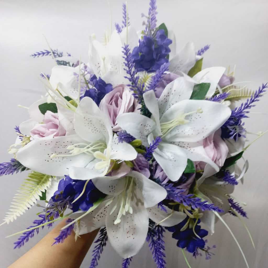 Buquê de Noiva Lírio com Lilás e Lavanda Grande para casamento
