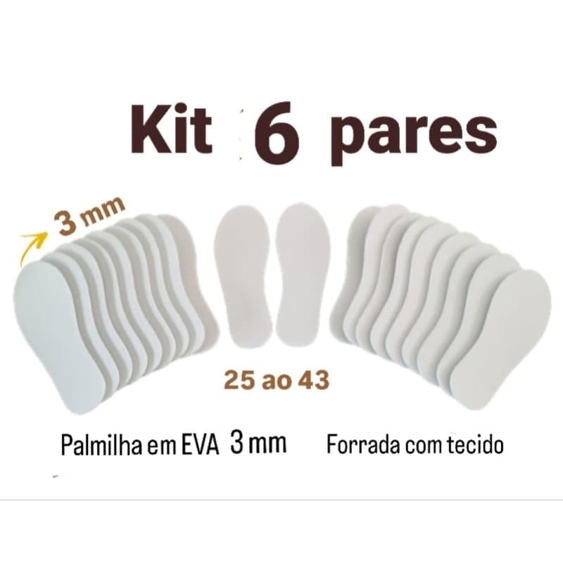 KIT PALMILHA EVA 3 MM  25 A0 43 P/ TENIS FEMINO E MASCULINO, SAPATO,BOTA,CHUTEIRA,SAPATILHA,BARAT