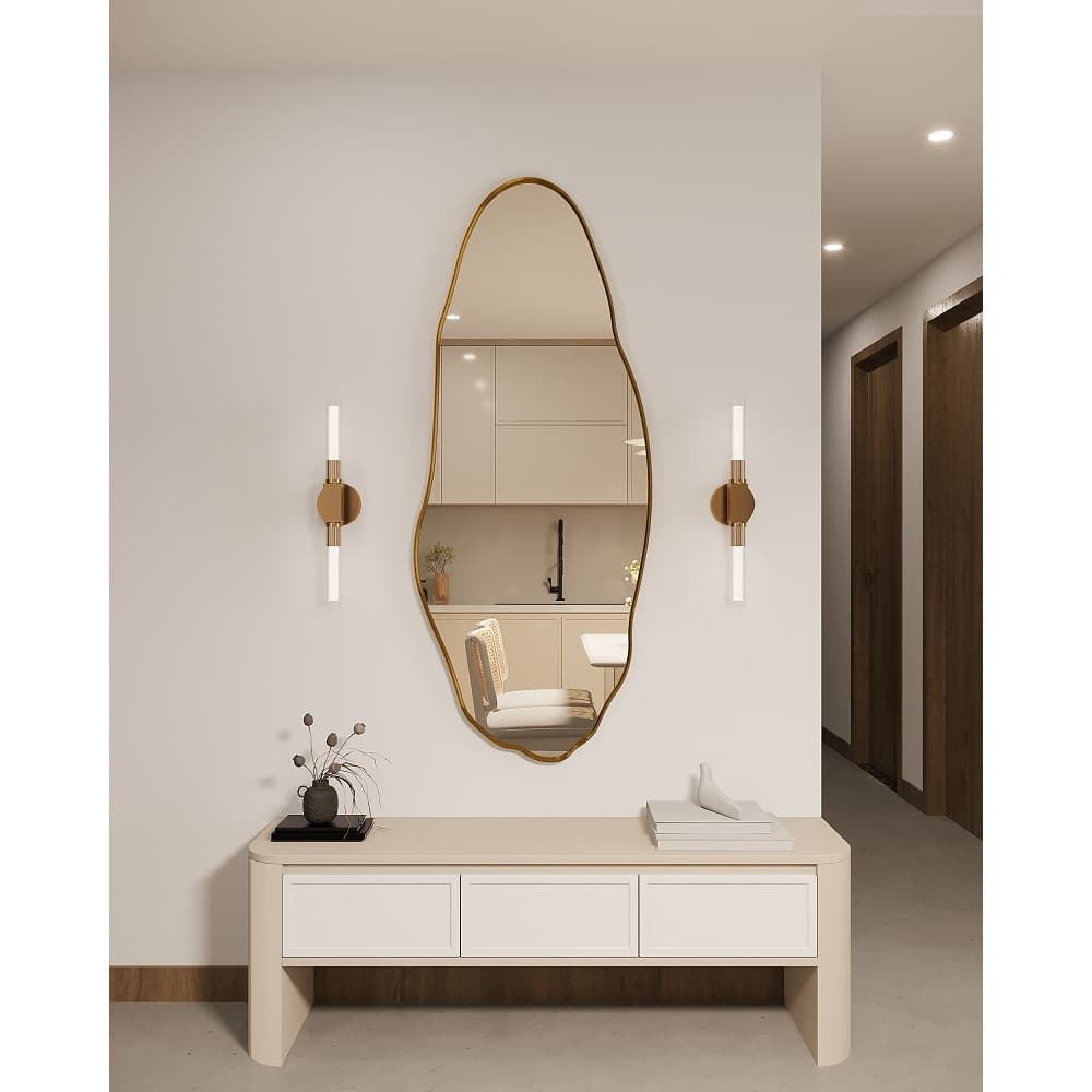 Espelho Orgânico 115cmx60cm 150cmx60cm 170cmx70cm Moldura Em Metal Quarto Sala Salão Banheiro Corpo Inteiro