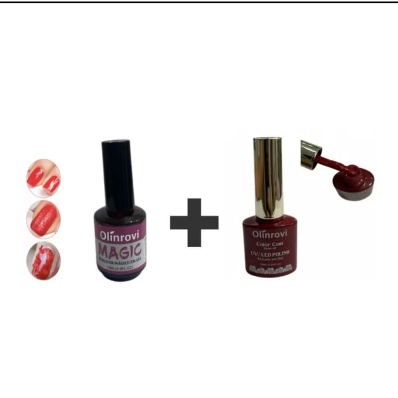kit Magic Remover Esmalte EM GEL OLINROVI com Anvisa + esmalte em gel 10ml olinrovi(esmalte pode escolhe cor)