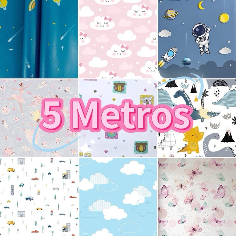 Papel de Parede 3D Modelo Infantil 5 Metros X 45 Cm Para Quarto Menino / Menina