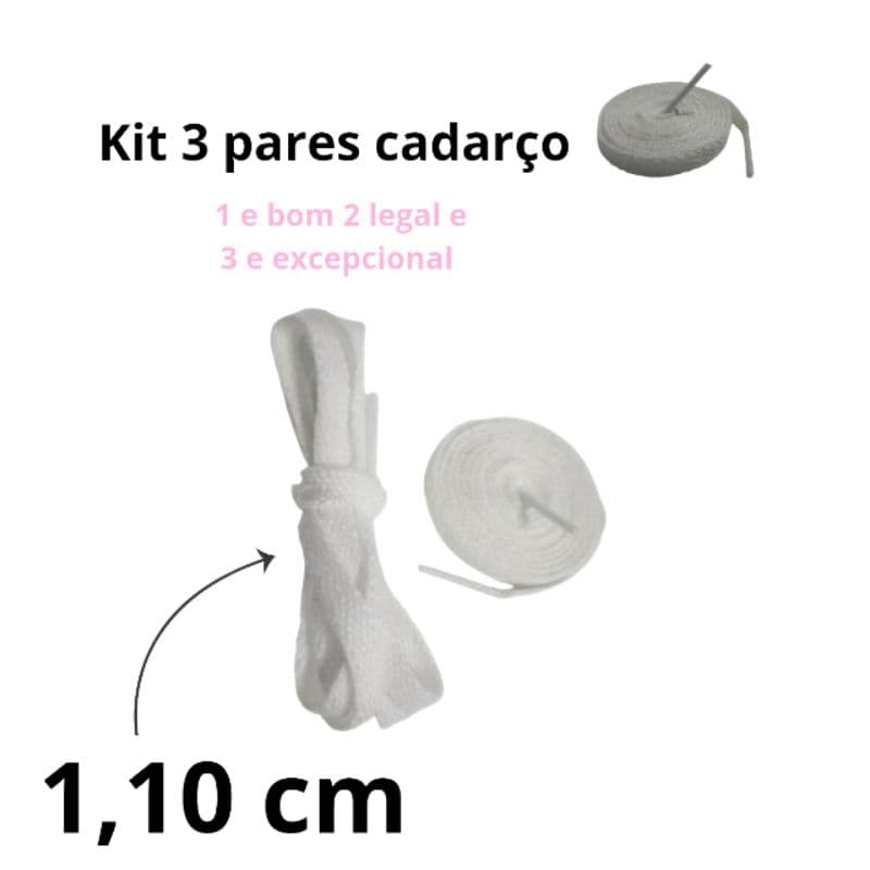 Kit  3 Pares Cadarço 1,10 Cm Achatado P Tenis Sapatenis Chuteira Bota Calçados