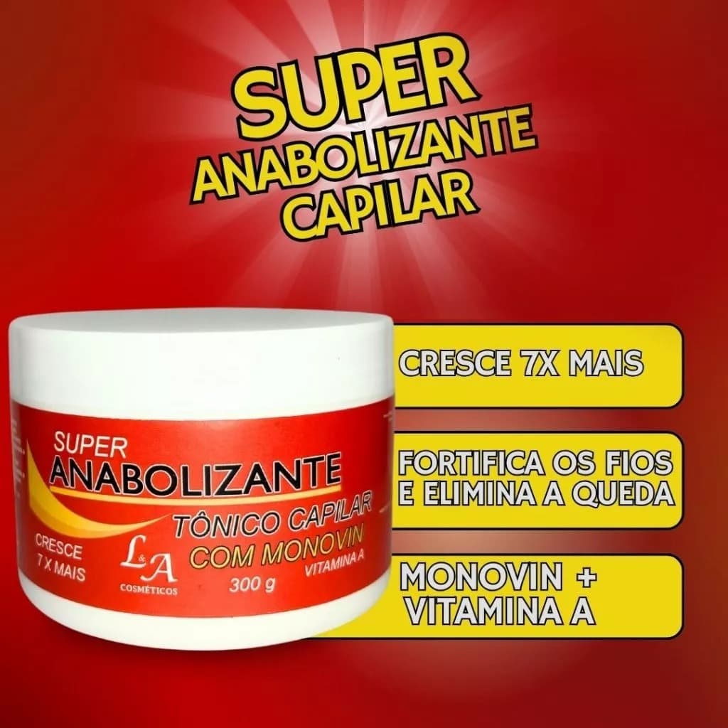 Cabelo Cresce Até 7 Cm Por Mês Anabolizante Capilar Hidratação Fortificação Creme Original