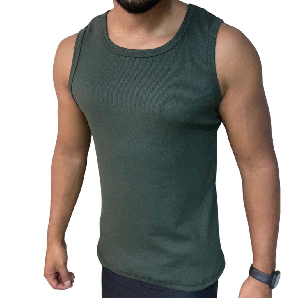 Regata Masculina Slim Ribana Algodão com Elastano Academia Casual Premium.