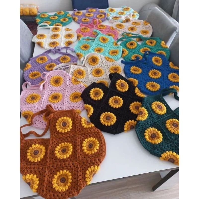 Bolsa de Crochê - Ecobag de crochê - Ecobag - Sunflower Bag - Bolsa de girassol em crochê - oferta