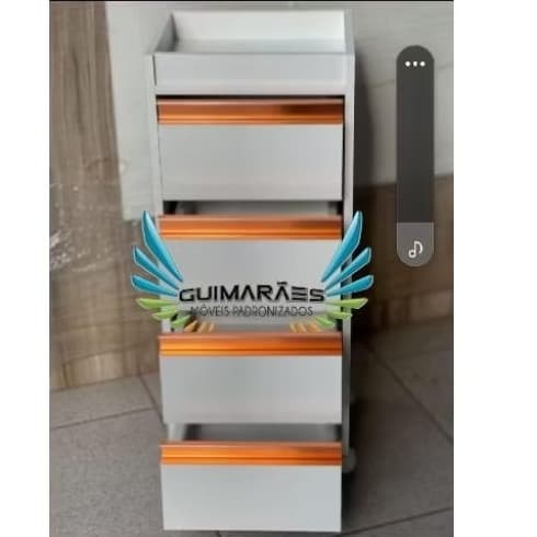 Carrinho Auxiliar Puxador ROSE GOLD, Gaveteiro 100% MDF, JA ENVIAMOS MONTADO