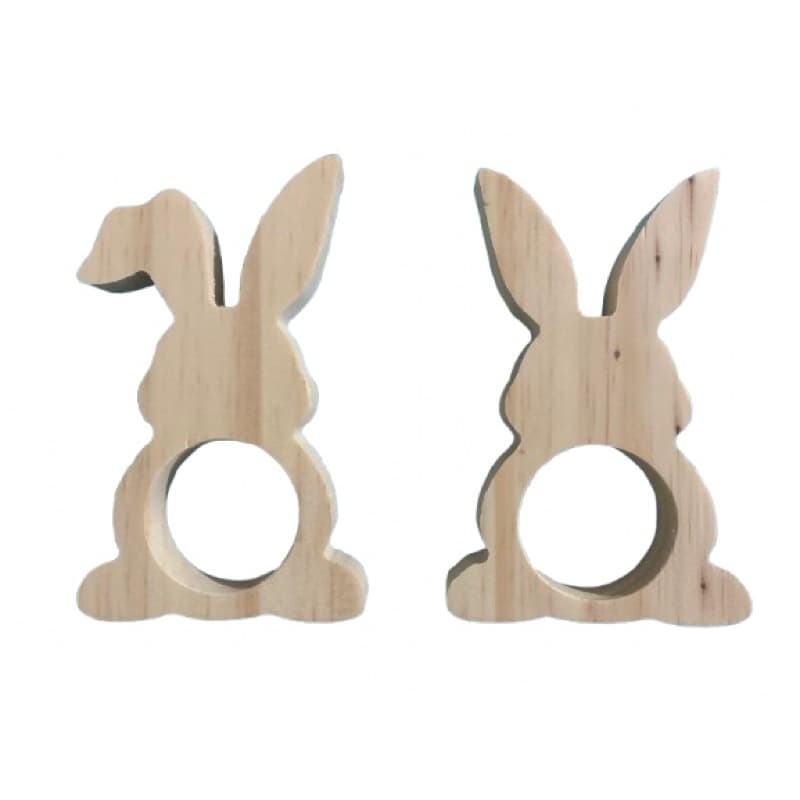 Porta guardanapo coelho de madeira pinus com 10 para mesa posta festa e decoração