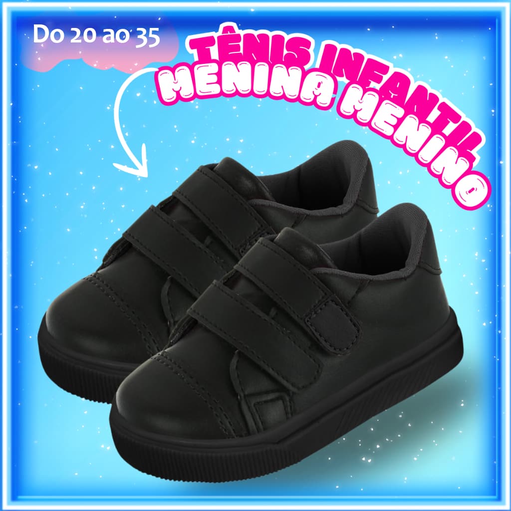 Tênis Infantil Menina Volta as Aulas Menino Colegial Velcro Super Macio e Confortável Antiderrapante