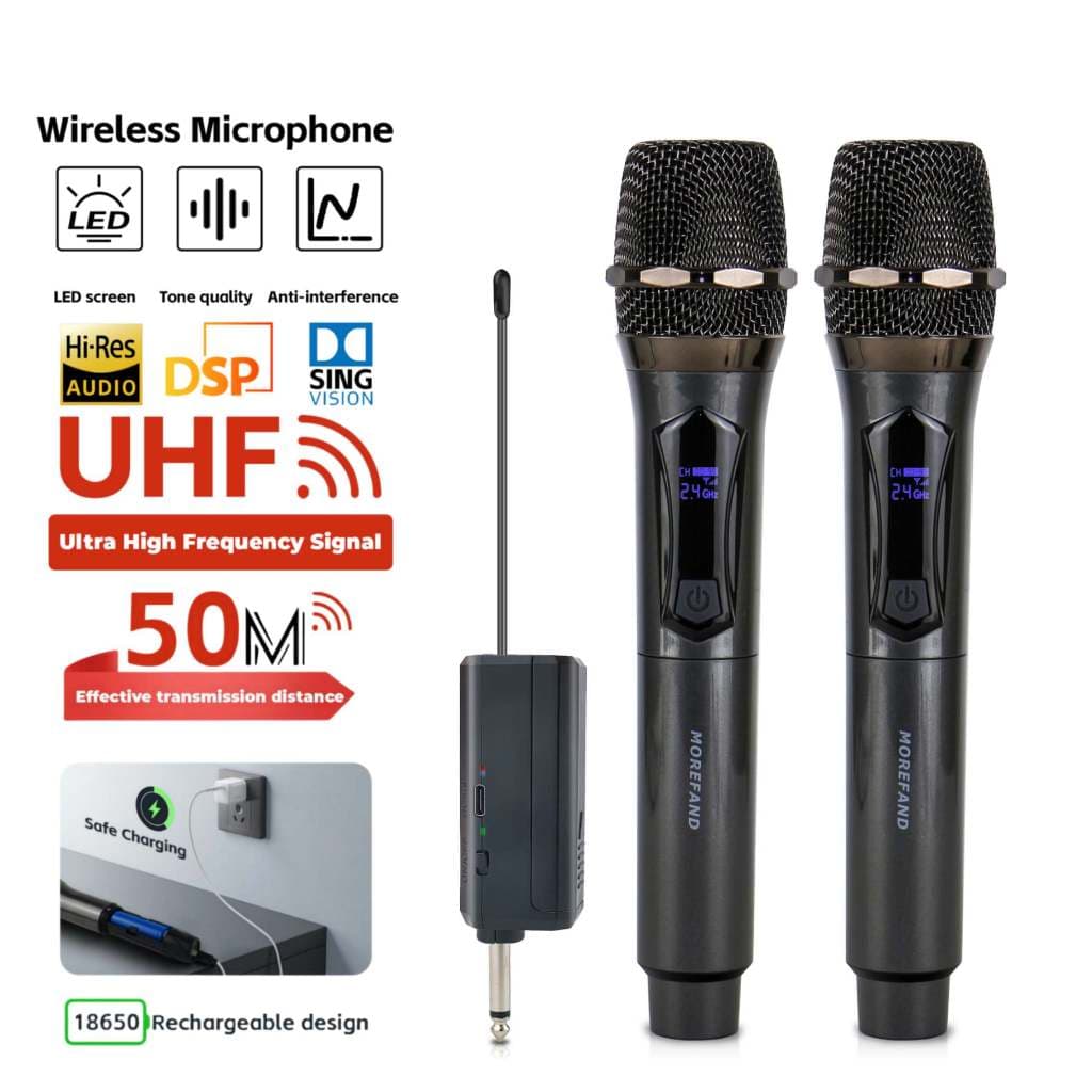 Kit 2 Microfones Sem Fio Profissional Uhf Led Com Receptor - EL-5005 Eletromex-Oriente