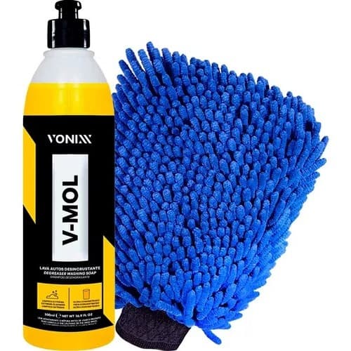 Shampoo V-Mol Vonixx Remoção Lama Barro Sujeira Pesada 500ml Luva de Microfibra Kit Líder