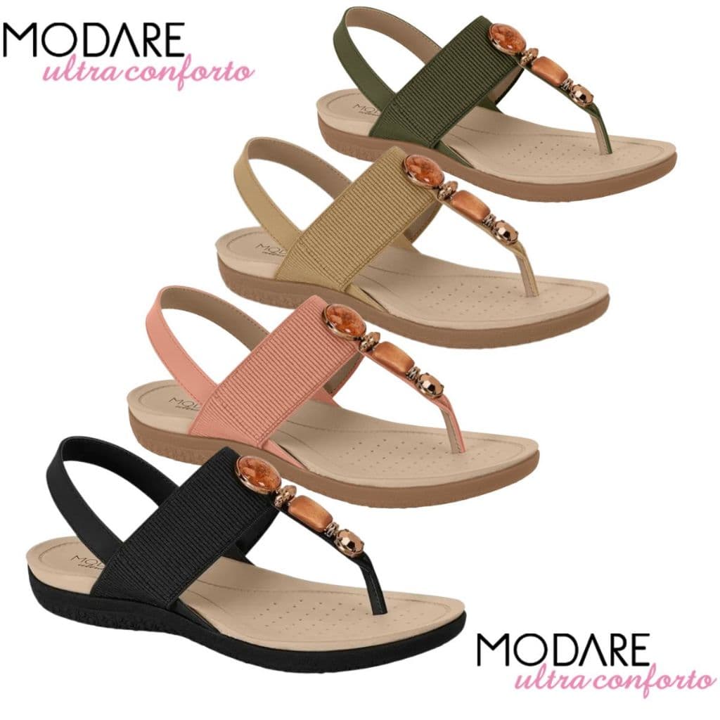 Sandalia Feminina Modare Elastico Pedras Ortopedica Esporão e Fascite Plantar