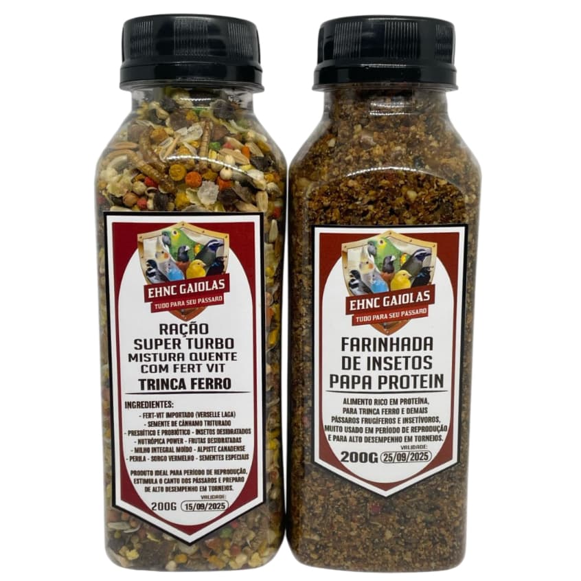 Kit Torneio Trinca Ferro / Ração Super Turbo + Farinhada de insetos Papa Protein 200g
