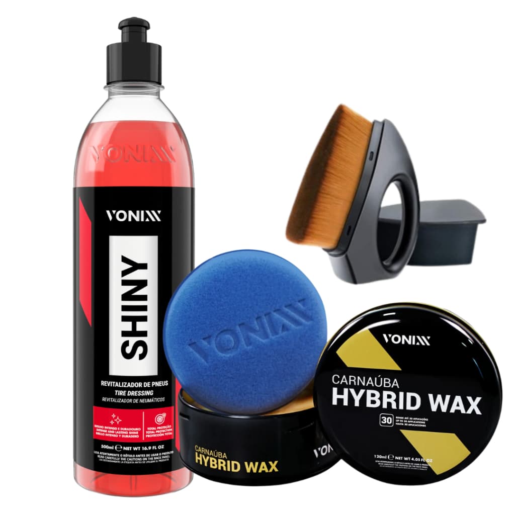 Kit Brilho e Proteção Vonixx - Shiny, Hybrid Max, Pincel de Detalhamento e Aplicador Líder