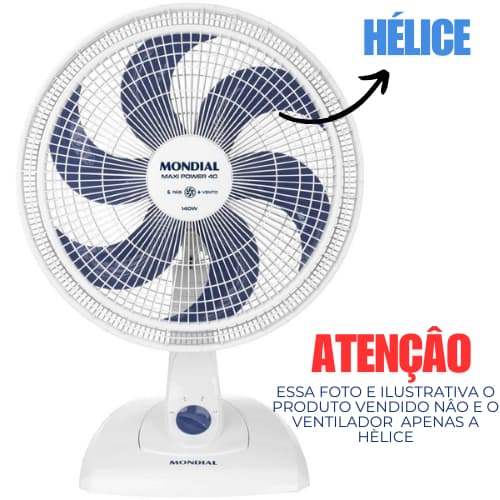 Hélice de Ventilador Mondial 40cm 6 Pás - Peça de Reposição