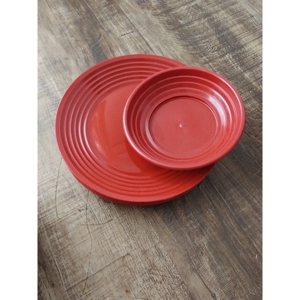 Prato Raso Refeição + Prato Sobremesa, Degrade SORTIDO; Kit 10,20,30 ou 40(Plástico). Almoço/Jantar.