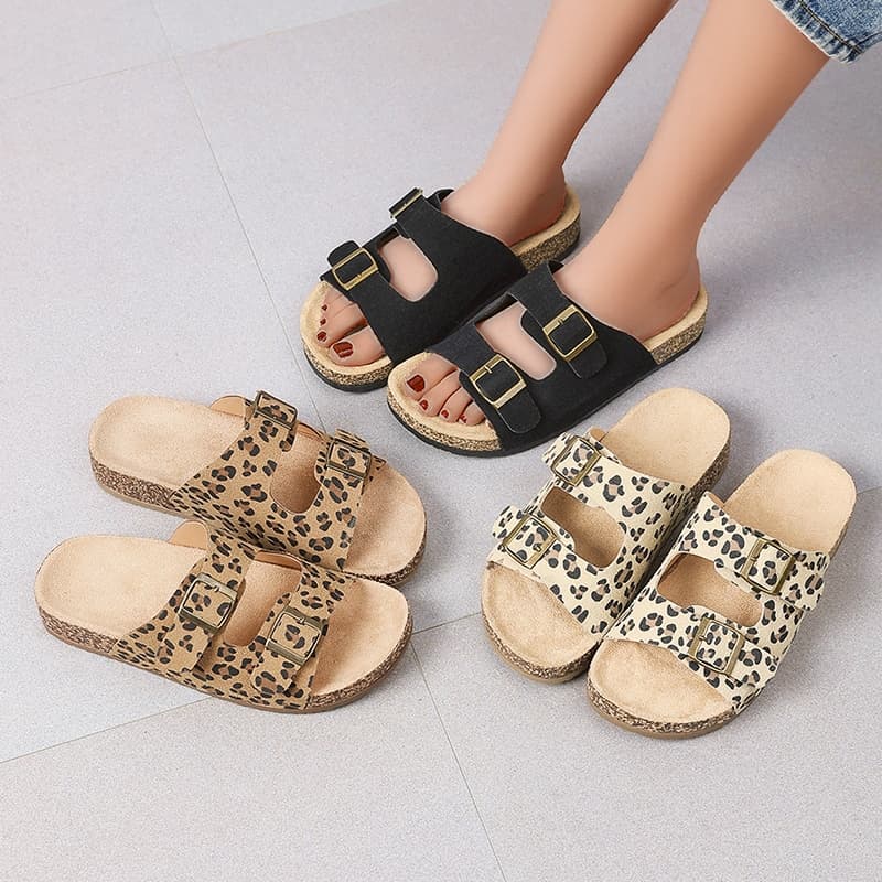 Sandalia Papete Birken Animal Print Papete Feminina birken com fivela