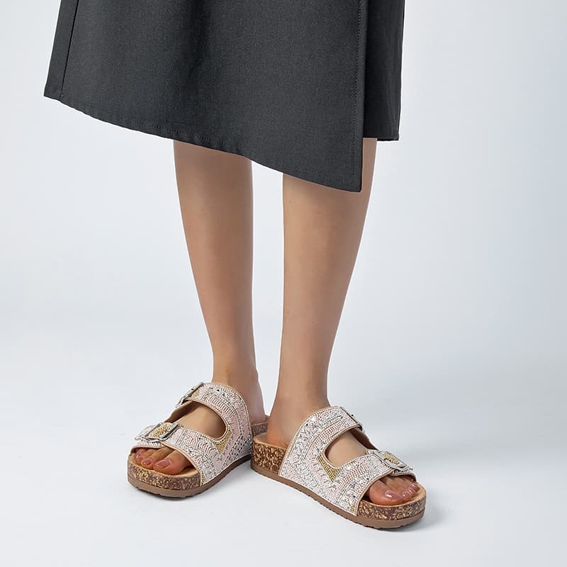 Sandalia papete birken Sandálias femininas com strass