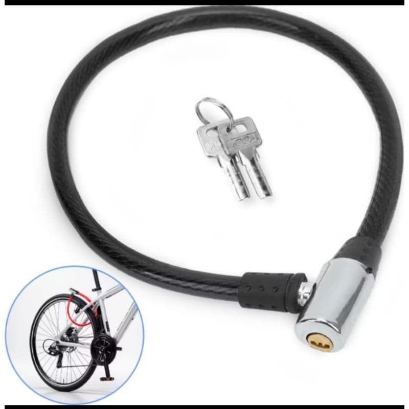 Cadeado para Bicicleta e Moto 65cm com duas chaves alta segurança Cabo Aço