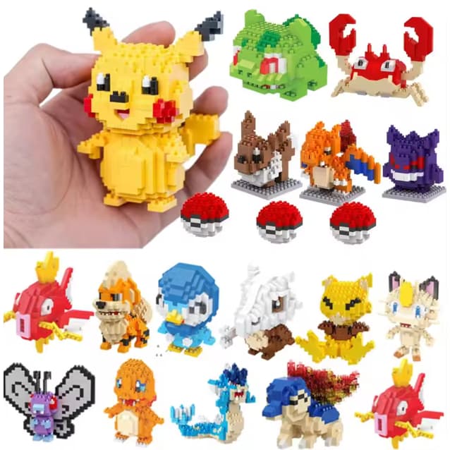 Blocos de montar Pokemon Charizard Gengar com Pokebola Brinquedo Pokémon Construção Encaixar Micro Blocks Infantil Legoo
