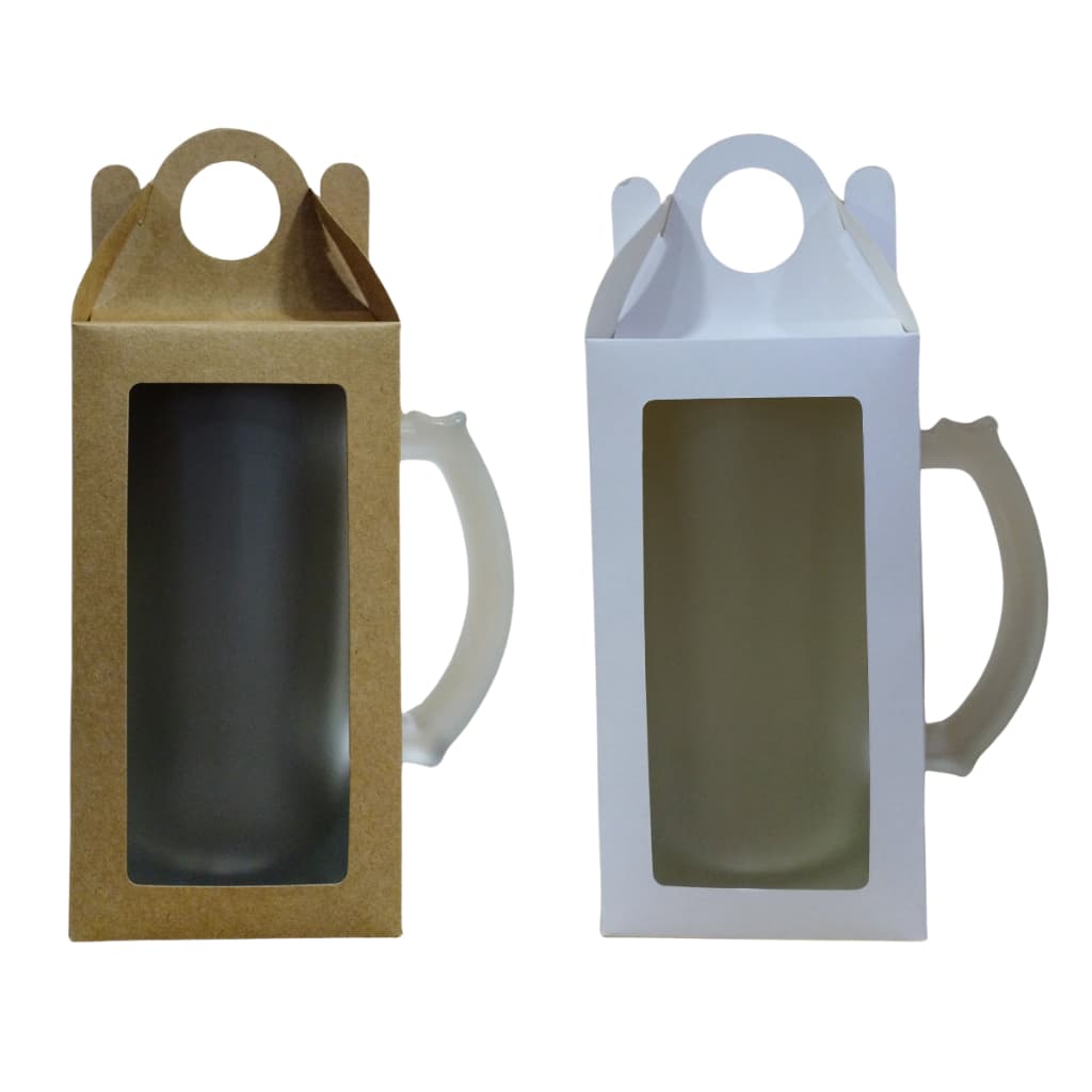 Caixinha Branca ou Kraft para caneca de chopp de 473 ml a 500 ml