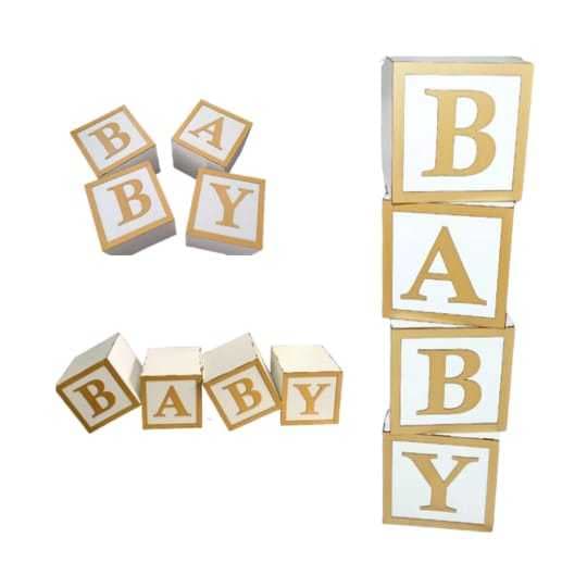 Kit 4 Cubos MDF Decoração Chá Bebê