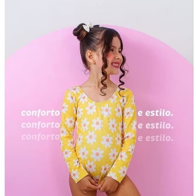 maiô manga longa com proteção solar, moda praia infantil, maiô estampado menina.
