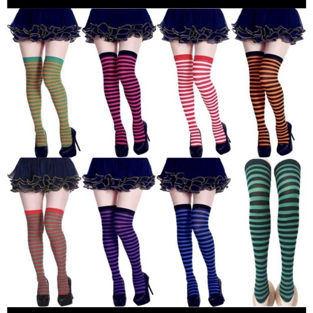 Meia Arco Iris 7/8 listrada patrao / colegial anime cosplay