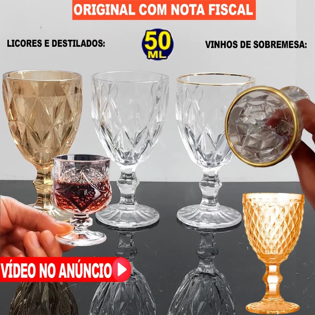 Taça de licor pequena em vidro jogo ou em unidade de 2 a 6 unidades 45ML e 50-ML