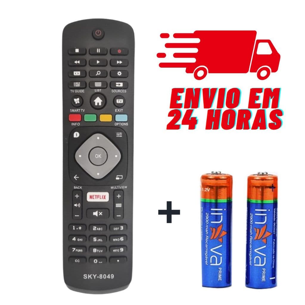 Controle Remoto Para TV Philips Smart Lcd Led Tecla Netflix 8049