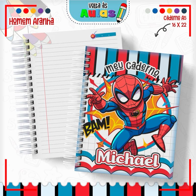 Caderno Infantil Agenda Escolar 2026 Personalizado  menino capa dura pautado A5 Escola creche 2026