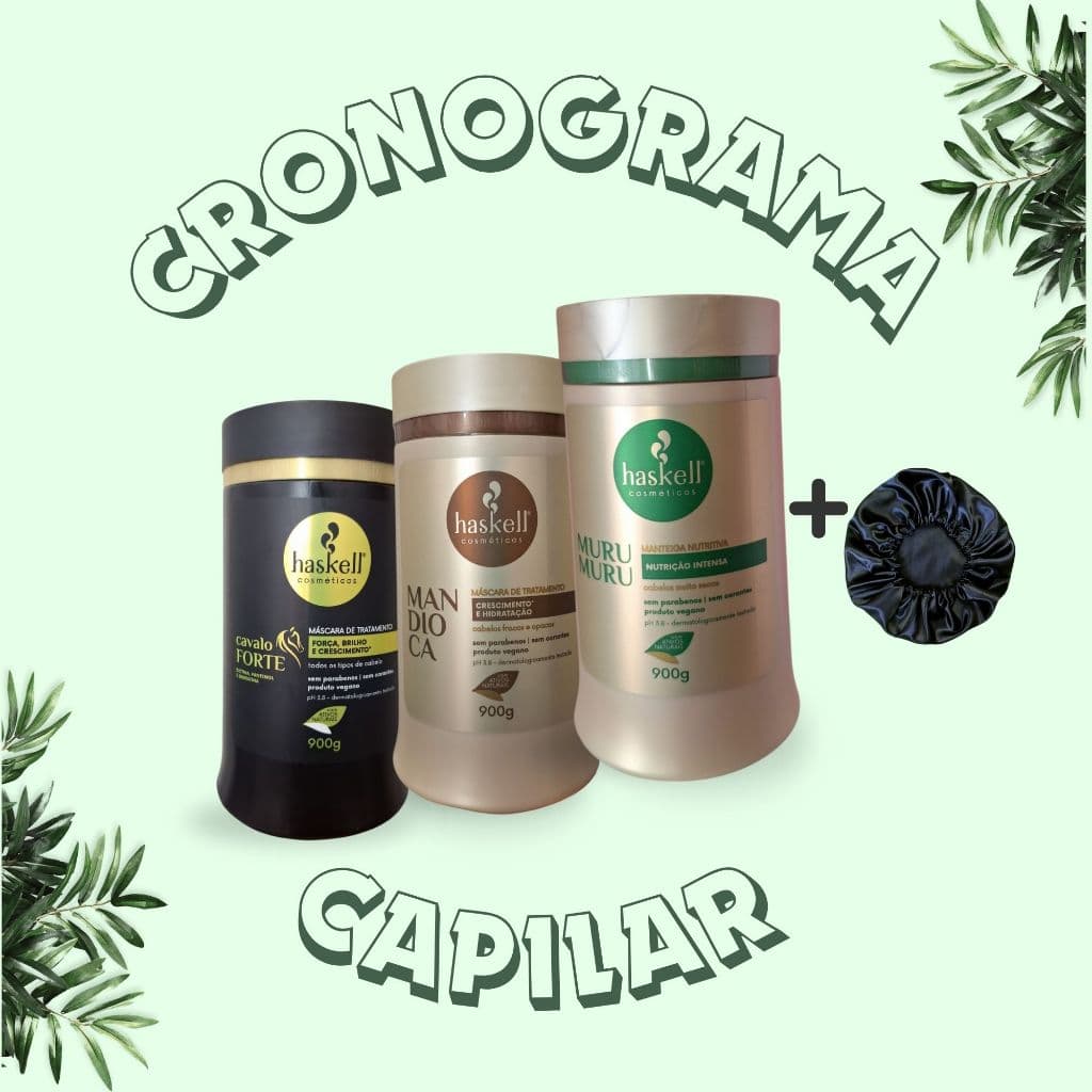 Kit Cronograma Capilar Haskell 900g  Cavalo Forte / Mandioca / Murumuru