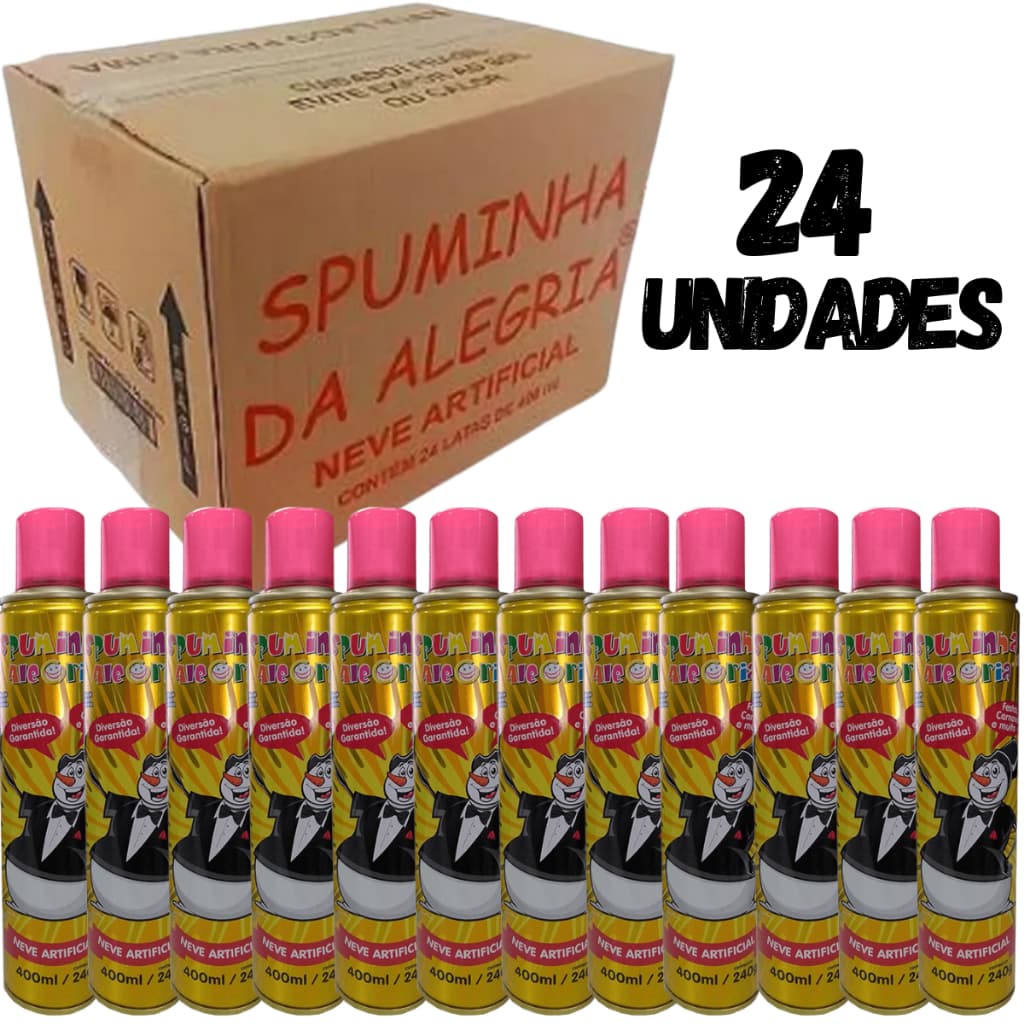 Kit 24 unidades Spuminha Da Alegria espuma de Carnaval Festa e muita Diversão