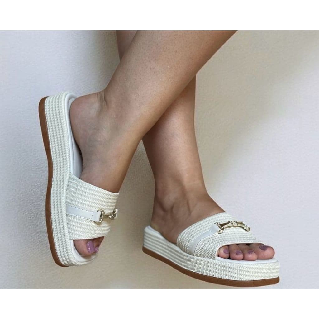 FLAT ALINE BORGES 2086-03 PAPETE DE JUTA ENFEITE TRIANGULO SANDALIA FLATFORM PLATAFORMA FLAT FEMININ