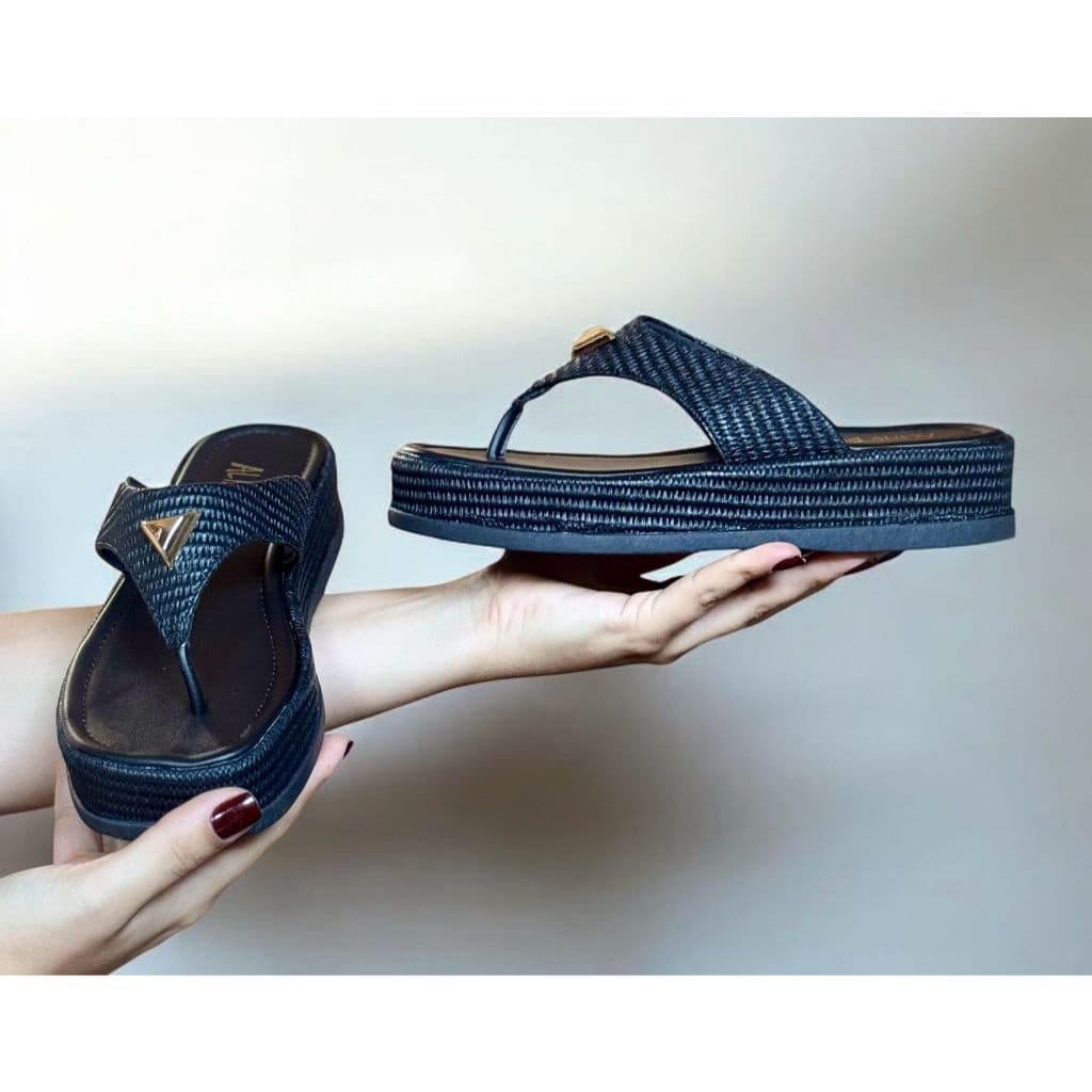 FLAT ALINE BORGES 2086-02 PAPETE DE DEDO TRIANGULO SANDALIA FLATFORM CHINELO FLAT FEMININA JUTA