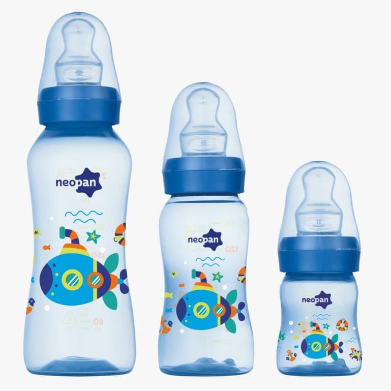 KIT 3 MAMADEIRAS  BICO ORTODONTICO AZUL SUBMARINO  - 250ML/140ML/70ML