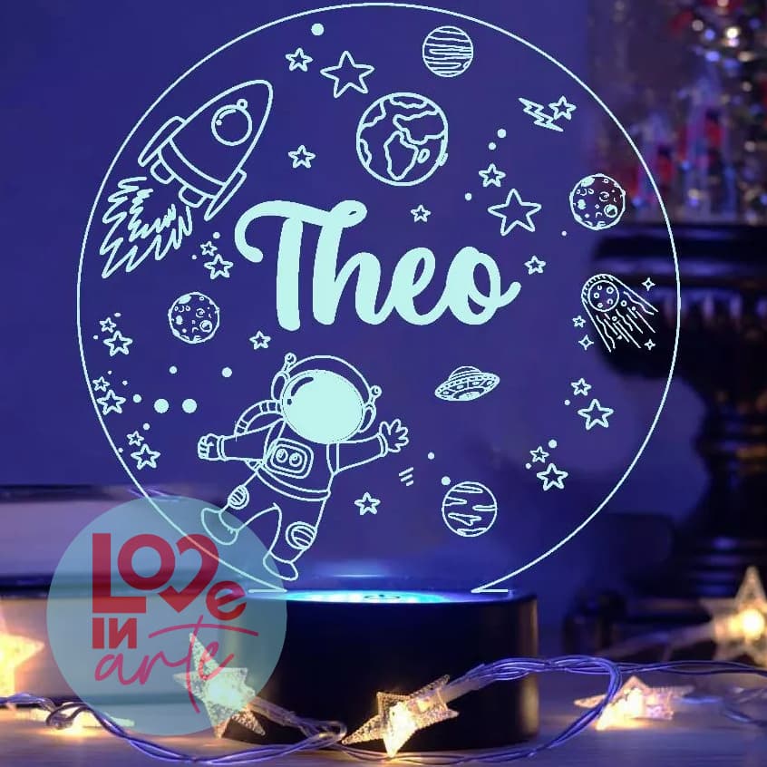 Luminária Astronauta 7 cores RGB 3D Bebê Nascimento Maternidade Personalizado, Decoração, Criança
