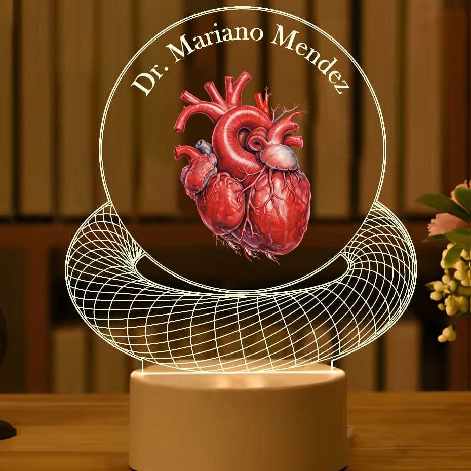 Luminária 7 Cores RGB Médico Coração, Cardiologista - Decoração, Presente, Profissão