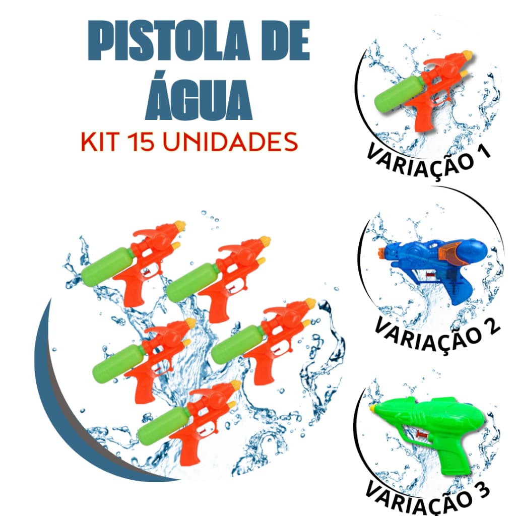 Kit 15 un Pistola de água Arminha de brinquedo infantil crianças verão Piscina festa lembrancinha