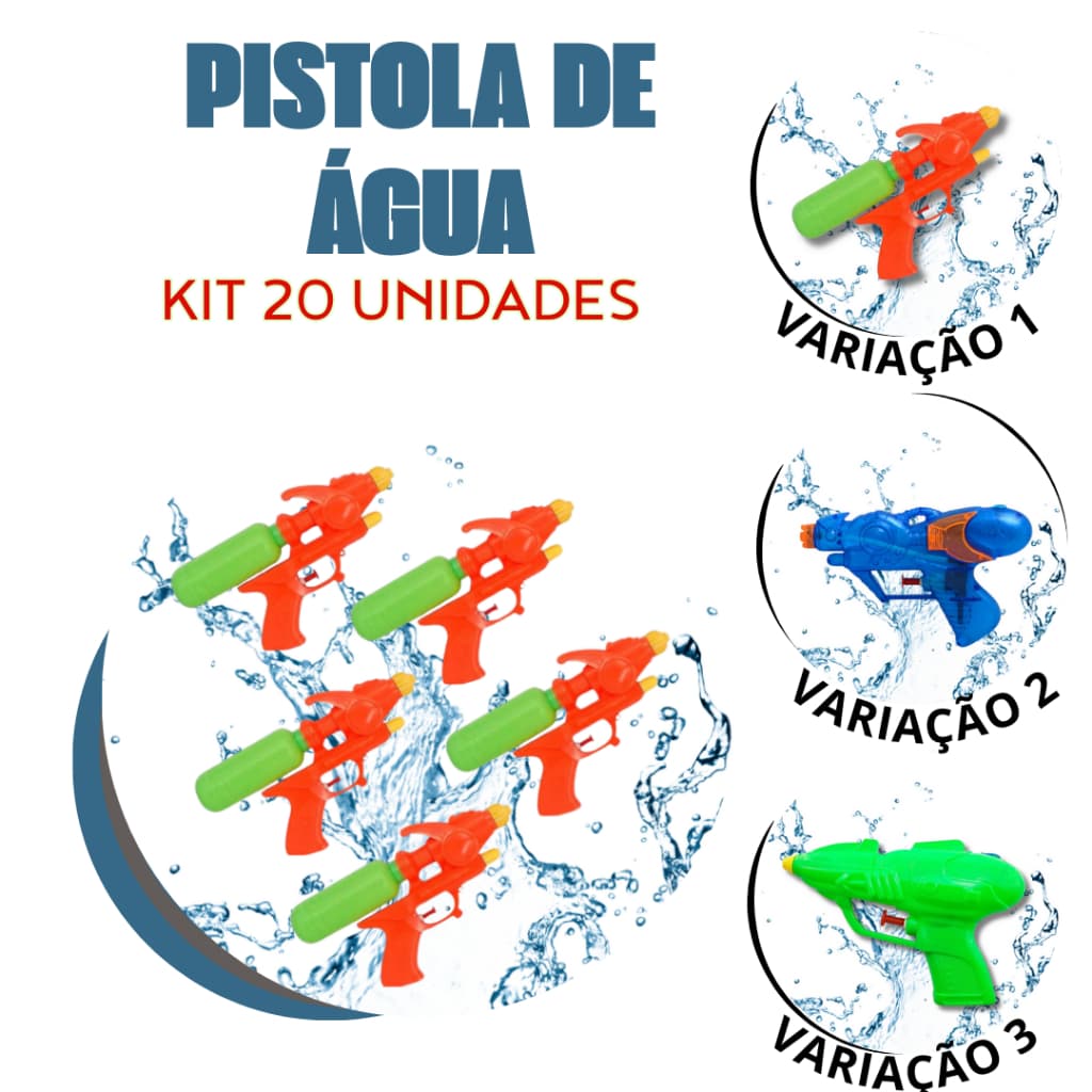 Kit 20 un Pistola de água Arminha de brinquedo infantil crianças verão Piscina festa lembrancinha
