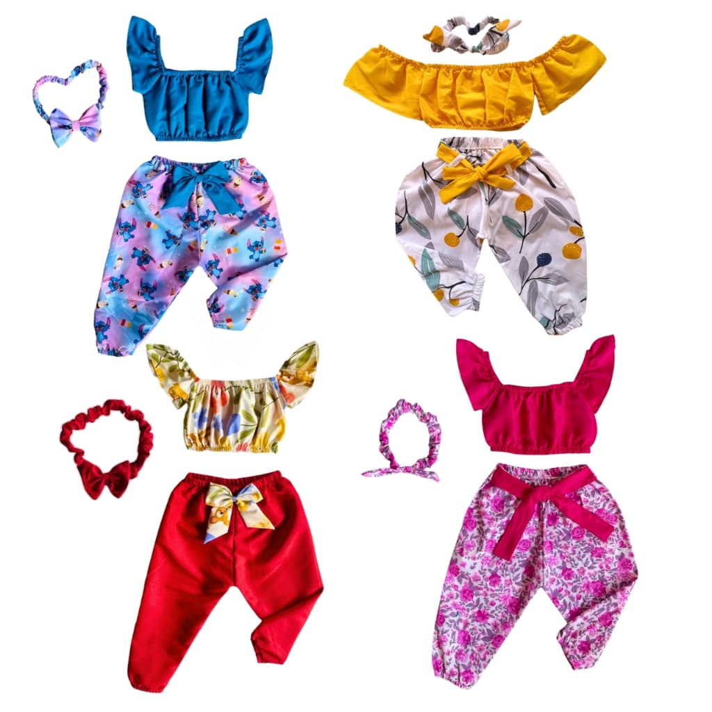 Kit Conjunto Infantil Menina (1, 2 e 3 anos) 12 peças