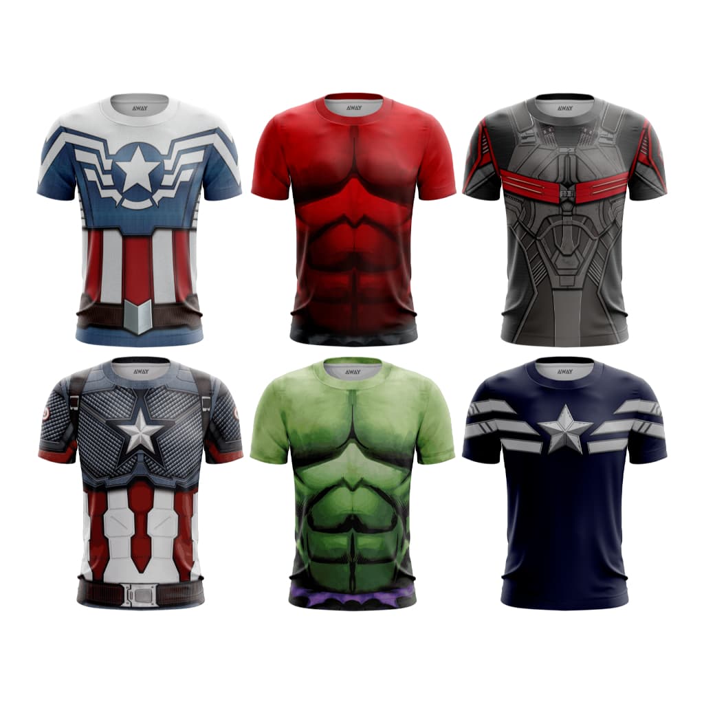Camisa Camiseta Traje Capitão América 3D  Dry fit - Com Proteção Uv50+ / Treino / corrida / casual / Academia (Unissex)