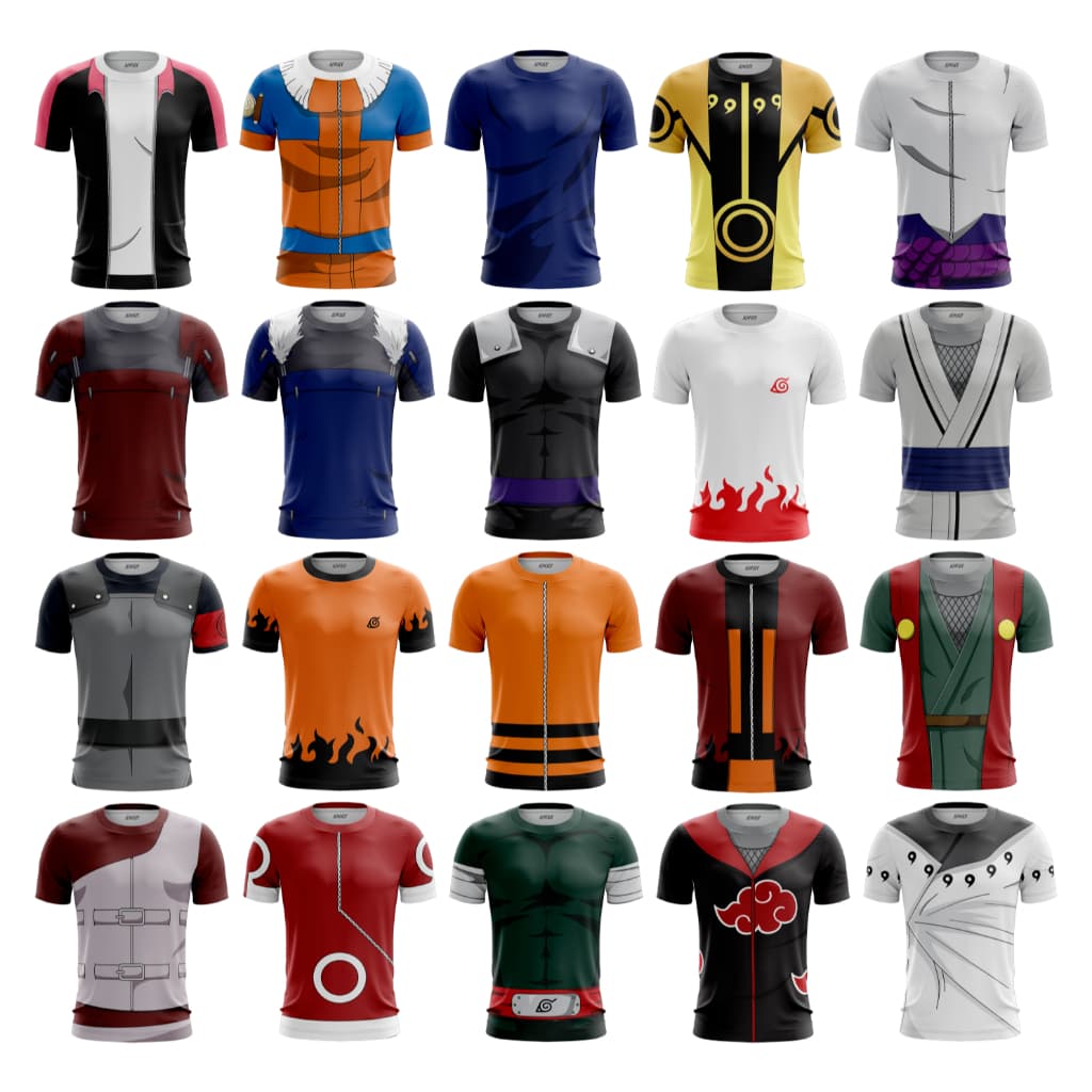 Camisa Camiseta Traje 3d Anime Naruto Desenhos Blusa Fantasia Dryfit Proteção Uv50+